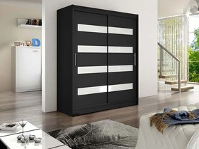 Kledingkast Closico Camera IV, Zwart, 200x150x58cm, 118 kg, Kledingkast deuren: Schuivend, Aantal planken: 5, Aantal planken: 5