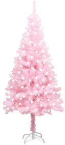 vidaXL Kunstkerstboom met LED's en standaard 120 cm PVC roze