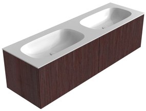 Mondiaz Kurve 150cm badmeubel ruby met 2 lades en wastafel big small dubbel zonder kraangat