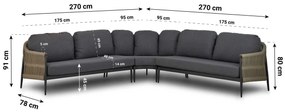 Hoek loungeset 5 personen Aluminium/Rope Taupe  Coco Romeo/Montana