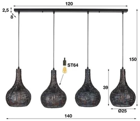 Zwart-bruine Hanglamp Kegelvorm