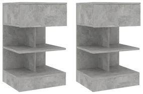 vidaXL Nachtkastjes 2 st 40x35x65 cm spaanplaat betongrijs
