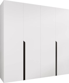 Kledingkast Hartford 581, Wit, Zwart, 202x200x52cm, 135.2 kg, Kledingkast deuren: Met scharnieren