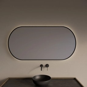 Gliss Design Aura spiegel met LED-verlichting 140x70cm mat zwart