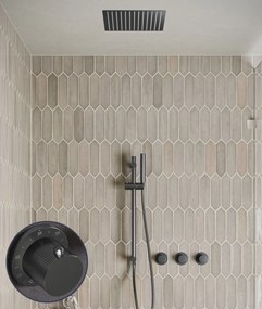 Saniclear Plus Stripes inbouw regendouche met inbouw douchekop 30x30cm, glijstang en staafhanddouche verouderd ijzer - gunmetal