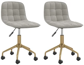 vidaXL Eetkamerstoelen draaibaar 2 st fluweel lichtgrijs