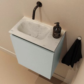 Mondiaz Ture DLux toiletmeubel 40cm greey met wastafel opalo links zonder kraangat