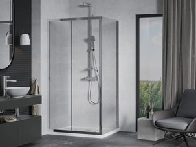 Mexen Apia schuifbare douchecabine 120 x 90 cm, transparant, chroom + Flat douchebak - 840-120-090-01-00-4010