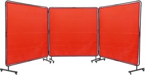 VEVOR 3-delig lasgordijn 1,8 x 1,8 m Vlamvertragend vinyl lasscherm met 12 zwenkwielen en 6-laags UV-bescherming Lasdeken Lasbescherming Rood