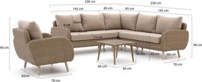 Hoek loungeset Intenso  | 6 personen | Loungeset Beige | Hoekbank Wicker (vlechtwerk) | Kees Smit Tuinmeubelen