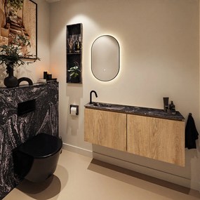 Mondiaz Ture DLux toiletmeubel 120cm washed oak met wastafel lava links met kraangat