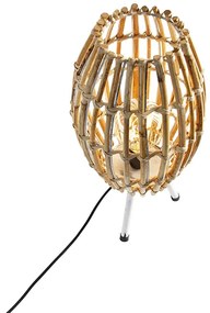 Landelijke tafellamp tripod bamboe met wit - Canna Capsule