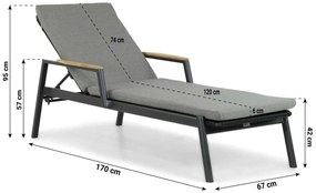 Coco Ralph Ligbed Verstelbaar Aluminium/wicker Grijs