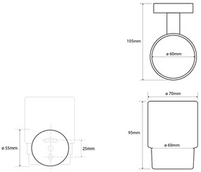 Sapho X-Round glashouder met glas koper geborsteld