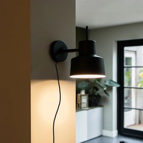 Smart wandlamp met dimmer zwart incl. Wifi A60 - Chappie Retro E27 rond Binnenverlichting Lamp