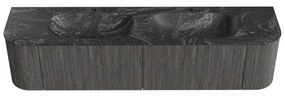 Mondiaz Kurve-dlux 190cm badmeubel ronding links/rechts shadow met 2 lades en deuren en wastafel stor small dubbel 2 kraangaten lava