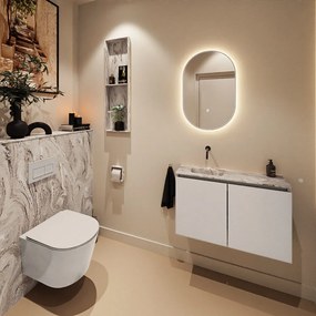 Mondiaz Ture DLux toiletmeubel 80cm linen met wastafel glace links zonder kraangat