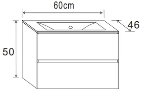Badstuber Corbo badkamermeubel 60cm licht eiken met wastafel 1 kraangat