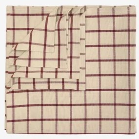 Oriska Katoenen Tafelkleed 150x150 Cm Beige Tapioca - Wijnrood - Sklum
