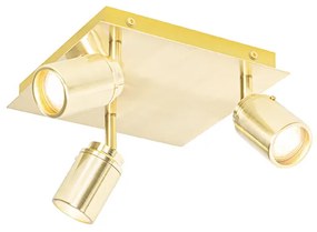 Moderne badkamer Spot / Opbouwspot / Plafondspot messing vierkant 3-lichts IP44 - Ducha Modern GU10 IP44 Lamp