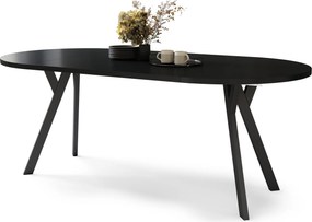 ALMO 100 Zwarte/Zwarte poten - RONDE LOFT/INDUSTRIËLE TAFEL VOOR WOONKAMER/EETKAMER, UITSCHUIFBAAR