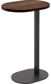 Goossens Nachtkastje Oval, Voet ovaal metaal ral 9005 zwart, blad massief eik