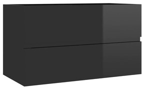 vidaXL Wastafelkast 80x38,5x45 cm spaanplaat hoogglans zwart