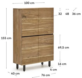 Kave Home Uxue Grote Kast Massief Acacia Hout - 100x40x155cm.