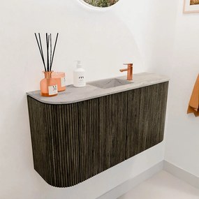 Mondiaz Joya DLux 85cm toiletmeubel ronding links/rechts shadow met wastafel faye midden 1 kraangat glace