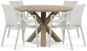 Tuinset Ronde Tuintafel 4 personen 120 cm Aluminium/textileen Taupe Osmen Joliet/Sand