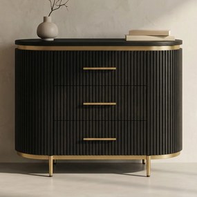 Ladenkast Ovaal Met Messing - 90x45x80cm.