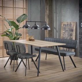 Zwart Lederen Eetkamerbank 150 Cm