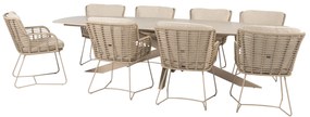 Prado Fabrice dining tuinset 300x110xH75 cm 9 delig keramiek latte 4 Seasons Outdoor