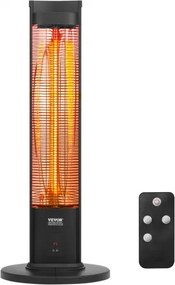 VEVOR 2000W infrarood terrasverwarmer met afstandsbediening, 3-standen regelbare verwarming met timer en kantelbeveiliging, voor binnen- en buitengebruik, voor slaapkamer, veranda, eetkamer en studio