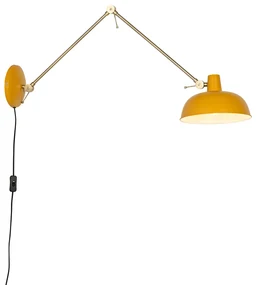 Retro wandlamp staal geel met brons - Milou Retro E27 Binnenverlichting Lamp