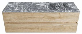 Mondiaz Vica DLux badmeubel 150cm washed oak 2 lades met wastafel lava rechts 1 kraangat