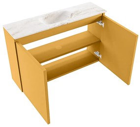 Mondiaz Ture DLux toiletmeubel 80cm ocher met wastafel frappe midden met kraangat