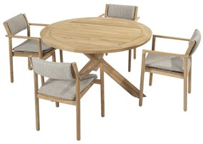 Prado Levi dining tuinset 5 delig 130 cm rond teak 4 Seasons Outdoor