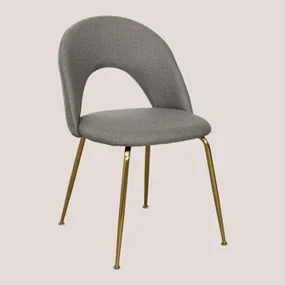 Eetkamerstoel Bekleed Met Glorys Style-stof Grijs – Taupe & Goud - Sklum