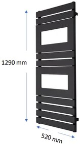 TVS Design Plano handdoekradiator zwart 560W 52x129cm