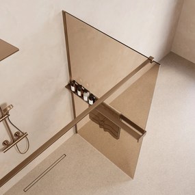 Saniclear Metric inloopdouche 90cm met handdoekhouder en bronsglas verouderd messing