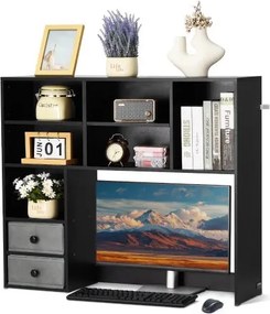 VEVOR Bureau Boekenplank 3-laags Organizer (94 x 25,4 x 79,2 cm) Tafelplanken Organizer Displayplank Gemaakt van spaanplaat + melaminepapier, Boekenplank met antislipvoetjes, Kantoor Zwart