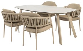 Taste by 4 Seasons Calma tuinset latte met Manolo tafel 180 cm Tuinstoel   taupe weerbestendig