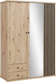 Kledingkast Venmava 115, Artisan eiken, Zwart, 213x150x60cm, 162 kg, Kledingkast deuren: Met scharnieren