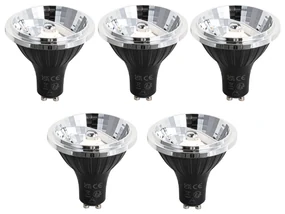 Set van 5 GU10 dimbare LED lamp 70mm 6.5W 600 lm 2700K