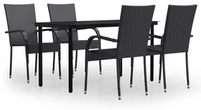 vidaXL 5-delige Tuinset zwart
