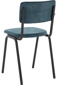 Goossens Eetkamerstoel Chaplin blauw velvet stof leuning, urban industrieel