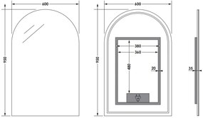 Sanituba Arch spiegel in boogvorm 60x95cm met verlichting