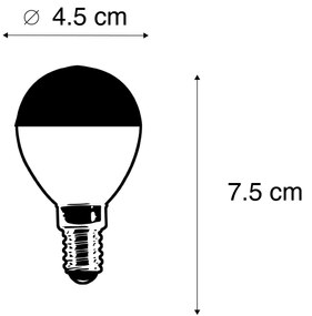 Set van 5 E14 dimbare LED filamentlamp kopspiegel P45 zwart 300 lm 2700K