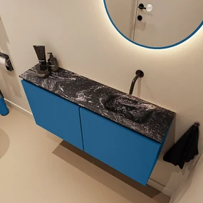 Mondiaz Ture DLux toiletmeubel 100cm jeans met wastafel lava rechts zonder kraangat